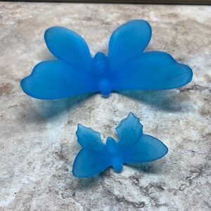Rare vintage Westmoreland blue satin art glass butterfly figurine.